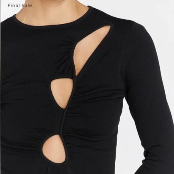 DISSH Monique Long Sleeve Knit Top in Black Cut Out Minimalist Evening - Size L - Picture 2 of 13
